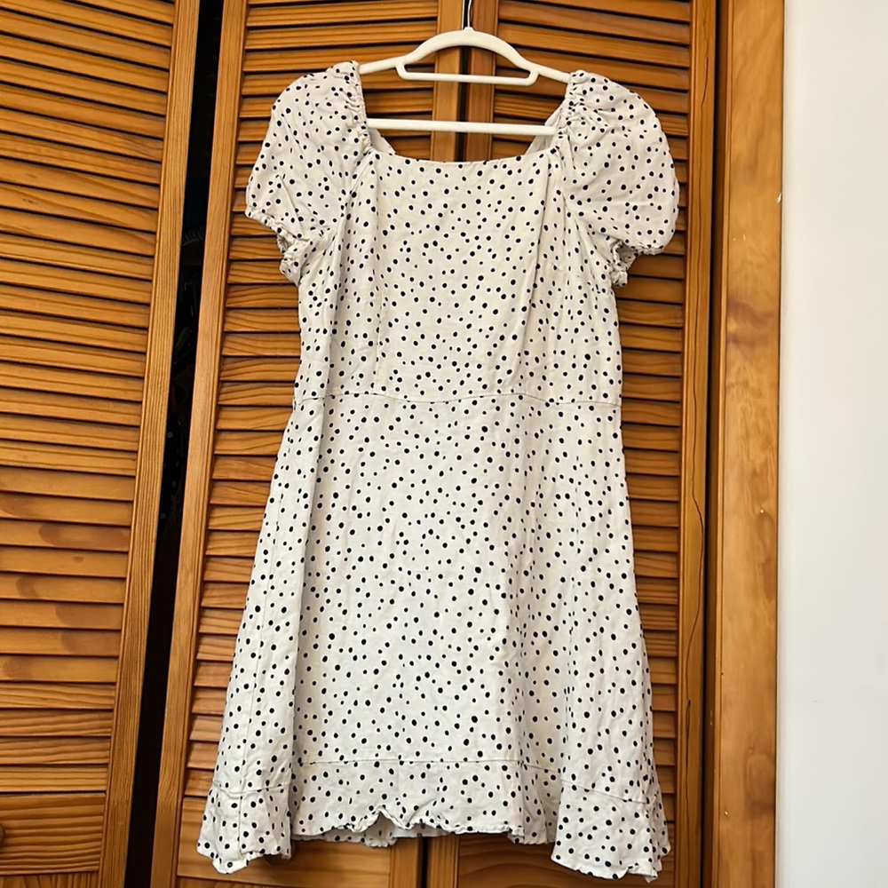 LOFT white polka dot dress